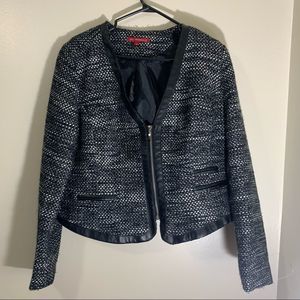 Knit Weaved Cropped Thick Blazer Black and Grey